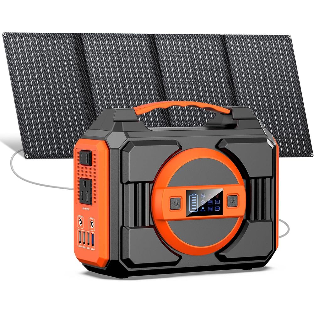 Outdoor Power Bank With Ac Outlet - Portable 300W Solar Generator with 40W