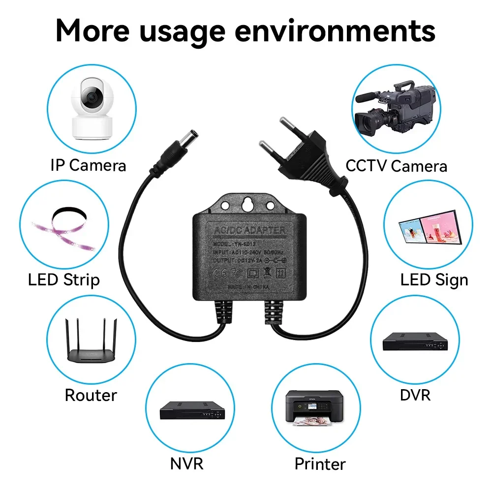 Power Adapter  DC12V 2A Waterp - Outdoor Power Plug In recension och pris
