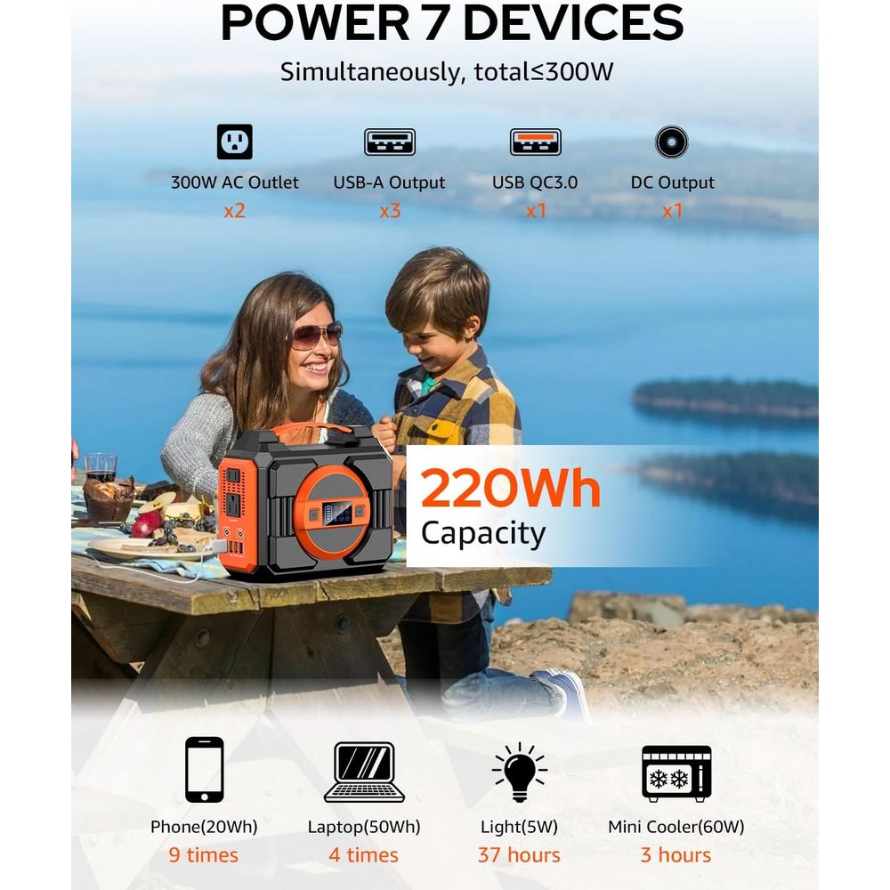 Portable 300W Solar Generator  - Outdoor Power Bank With Ac Outlet recension och pris